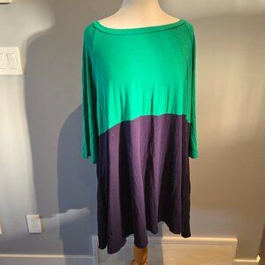 Égy Colorblock Pocket Tunic Dress | Size 2XL | Green & Purple